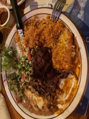 Carne Asada and cheese enchilada