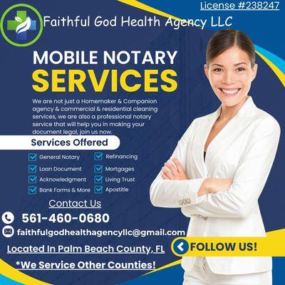 We provide Mobile Notary & Signing Agent