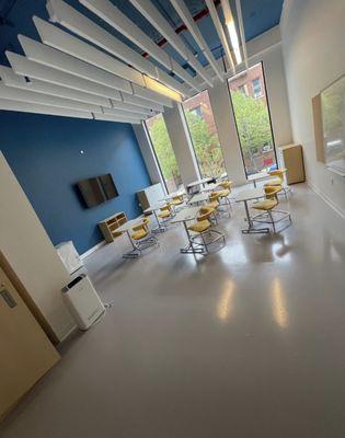 This is a seamless gray epoxy floor installed in a special needs school in long island city