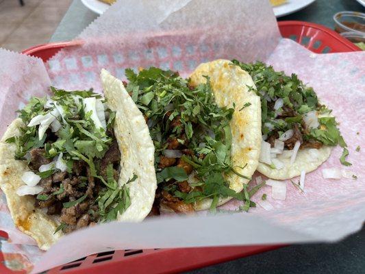 Asada, Barbacoa, and Pastor tacos