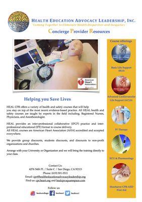 Our course offerings! CPR Certification available