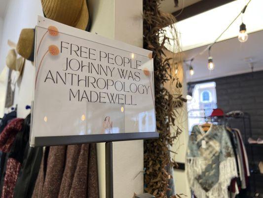 Free people, Johnny Was and Madewell!