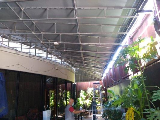 framing of a custom awning completed in Houston Texas