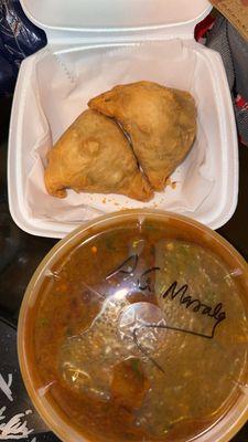 Vegetable Samosa (2Pcs)  and Aloo Gobi Masala