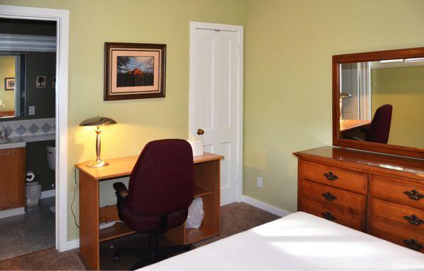 Store your belongings out of the way in the closet or dresser. Enjoy the privacy of your own attached 3/4 bathroom.