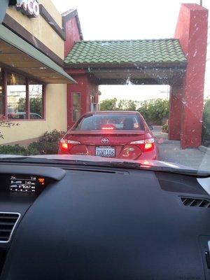 Sitting in drive thru for way to long!  Would leave but you stuck there!