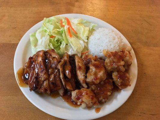 chicken teriyaki + general tso chicken combo!