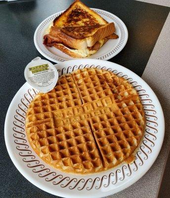 Waffle with the Texas egg sandwich.