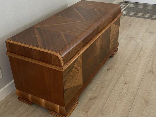 1940s walnut Lane cedar chest AFTER restoration