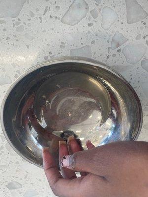 Bowl with acetone for nail remover