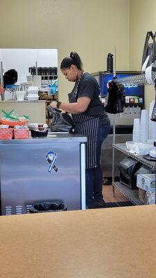 A view of the tiny kitchen