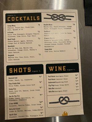 Other drinks menu