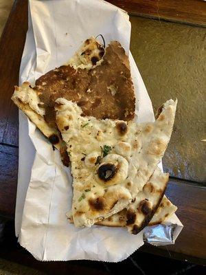 Garlic naan totally burnt on one side