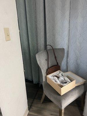 Private dressing room for wedding dresses