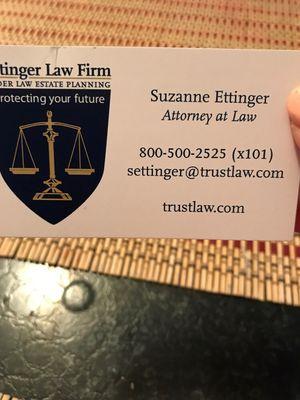 Suzanne appeared embarrassed by her husbands awful behavior. We were treated like trash by Michael Ettinger. Do not use this firm!