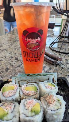 California Roll & Pina Strawberry Green Tea