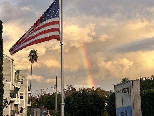 Car wash American Flag and Rainbow