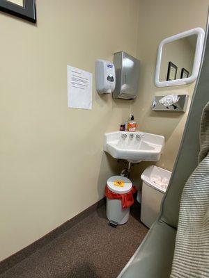 Sink area in exam room