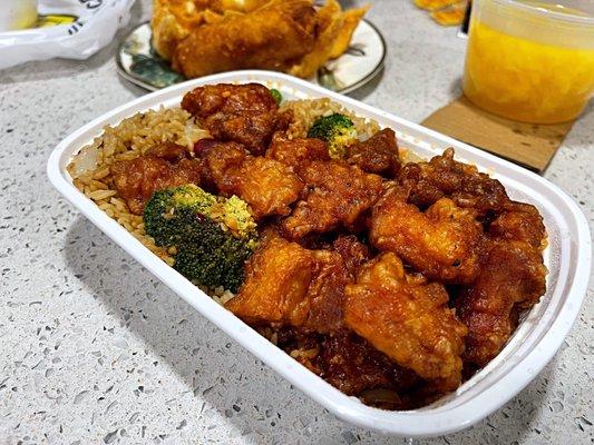 Crispy General Tso's Chicken with Pork Fried Rice!