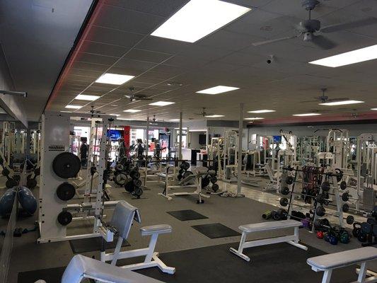 Plenty of resistance training equipment - view from south-west corner of weight lifting area