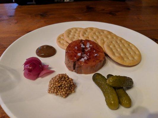 House-made Foie Gras Torchon with Burnt Miso & Preserved Lemon, Mustard Seed Caviar