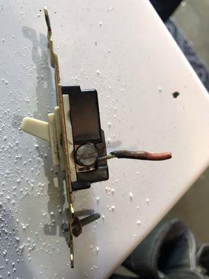 A very bad connection on an old switch at a home in Corona that could have been a fire hazard if not found.