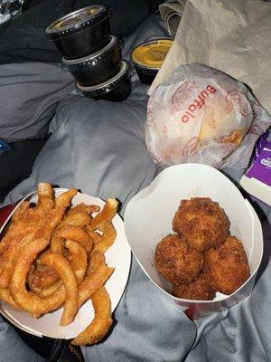 Curly Fries (Small) and Fried Mac 'n Cheese Bites (4 ea.)