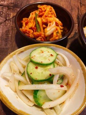 Kimchi and cucumber side dish