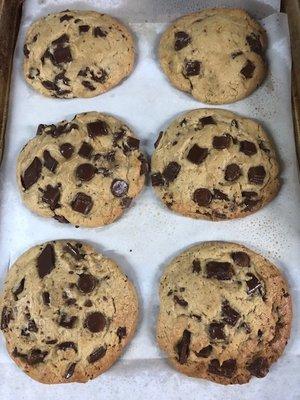 Monster, freshly baked chocolate chunk cookies!