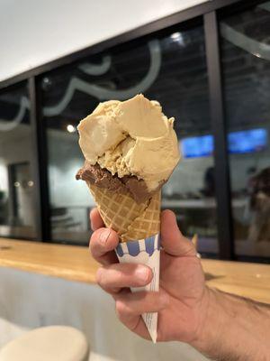 Double scoop in a waffle cone