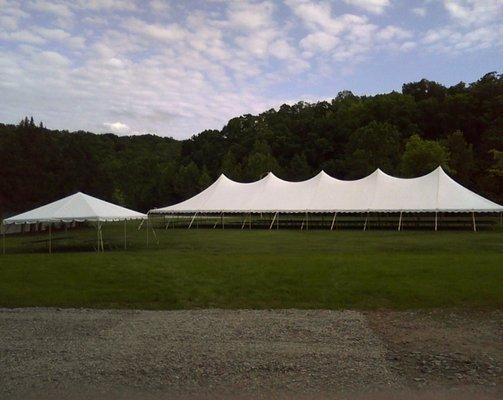 40 x 120 pole tent. And 20 x 20 frame tent.