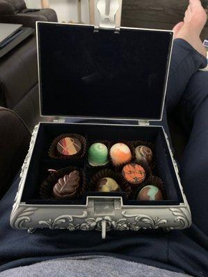 My chocolate box filled with Jan's Chocolates