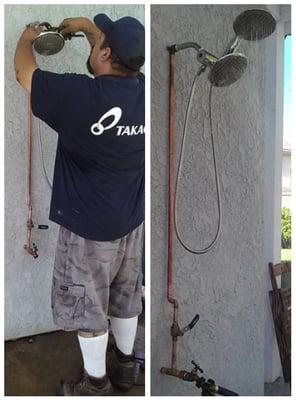 Got an outdoor shower installed for our pool area.