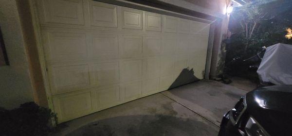 Garage door after Curt and his team fixed it.