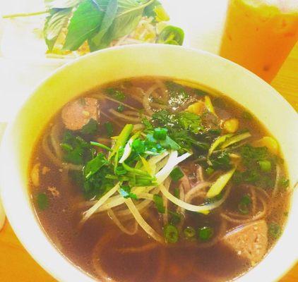 Pho and Thai tea, simply delicious. A must try!!