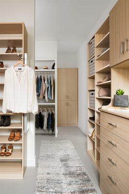 Custom closet in Summer Breeze finish.