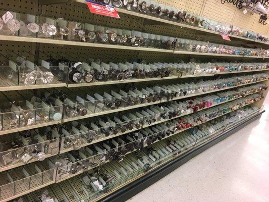 Wall of door knobs and pulls