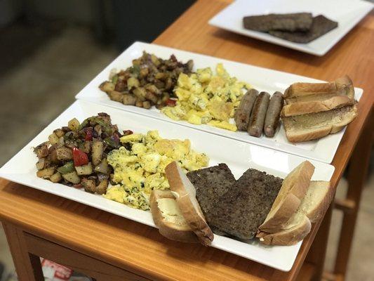 $6.00 for two scrambled eggs, breakfast potatoes, toast and side of meat!