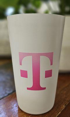 T-Mobile® Tuesday's 6/11/2024 aluminum tumbler that enhances the magenta hue with cold drinks