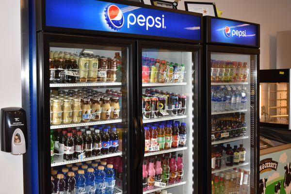 A variety of beverage products available