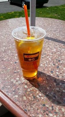 Great price .99 for unsweetened green tea at Dunkin! Did I mention this is a large.