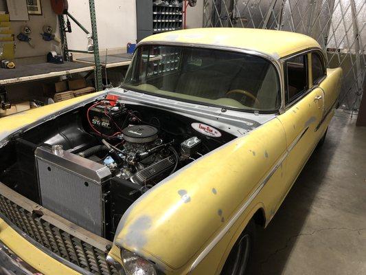 Installed new motor and transmission for a buddy in his 1955 Chevy