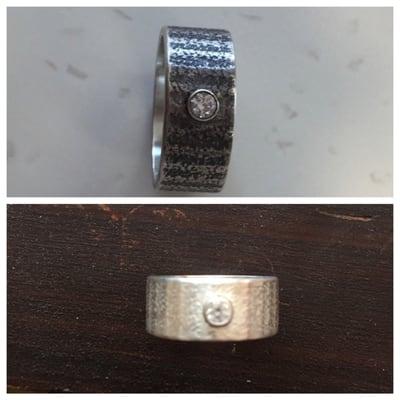 Top is the original Returned ring after sizing.