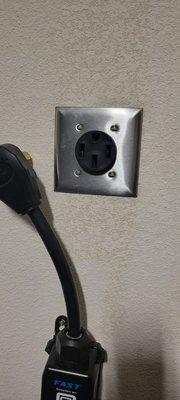 Outlet for the plug-in EV charger.