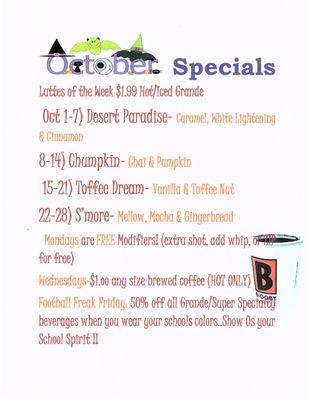 October Drink Specials at Biggby Coffee-St. Marys