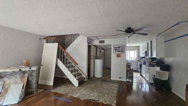 Our living area. Toilet in the right corner. Bathroom vanity in the left. Rad, right?