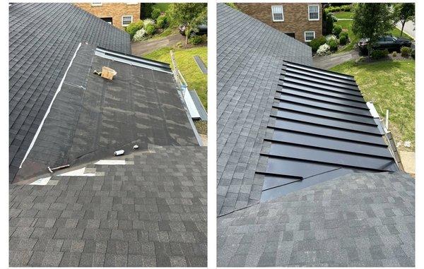 Before/After Metal Roof Install.