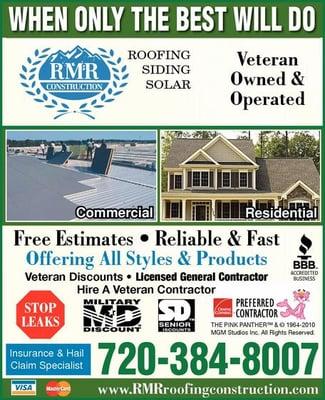 RMR Roofing Construction Denver CO