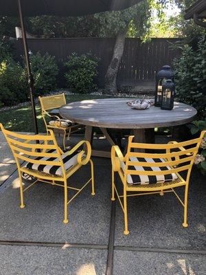 Vintage wrought iron chairs.Powder coating by Eagle Powder Coating.