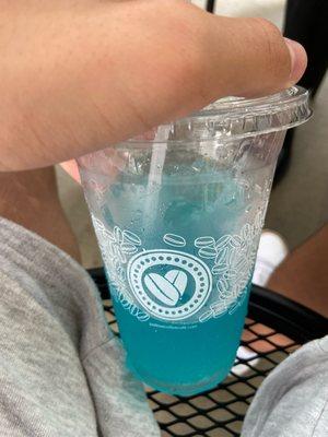 The blue refresher drink (i don't remember the name)